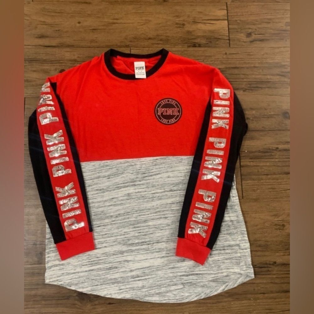 PINK VS RED BLING COLORBLOCK TSHIRT LARGE